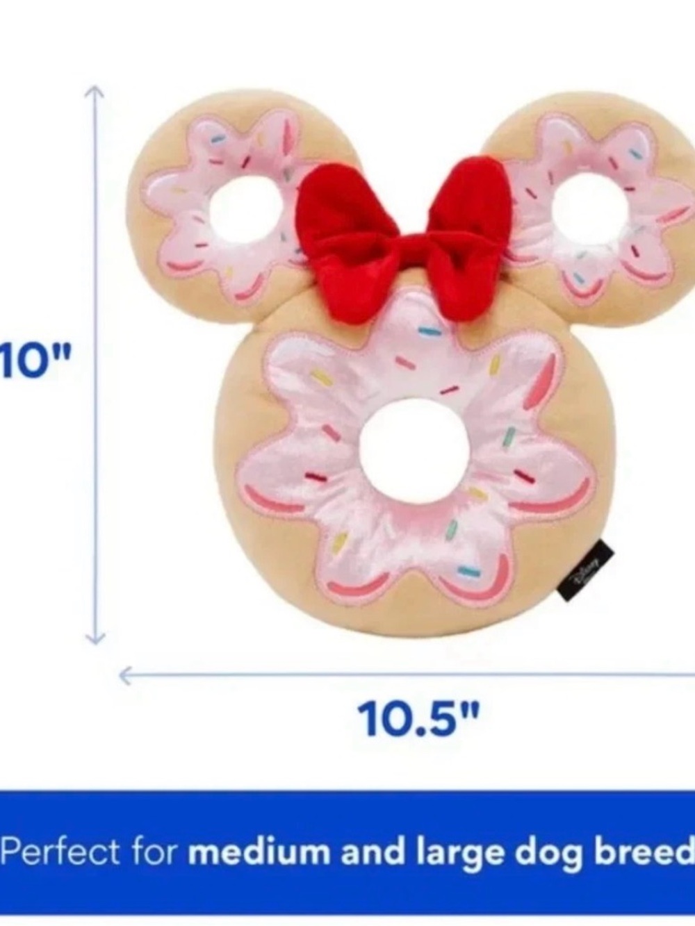 Disney Pink Icing Donut Plush with Red Bow Minnie 10.5”